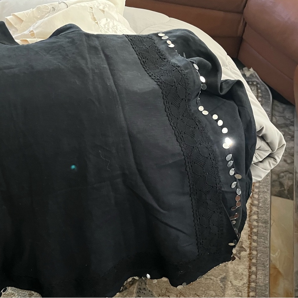 WD.NY Black A-Line Skirt with Metallic Details